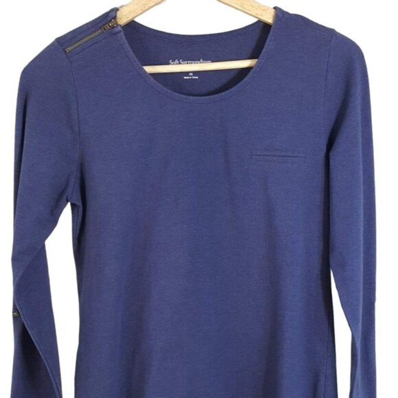 Soft Surroundings Womens Zipper Pullover Top Blue Size XS Pocket Long Sleeve - Picture 3 of 7